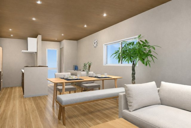 鳴尾町2丁目　建築条件付土地の完成予想図|―LDK17.7帖パース― 新築参考プラン/建物面積97.51ｍ、建物金額1949万円