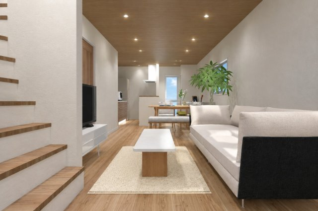 鳴尾町2丁目　建築条件付土地の完成予想図|―LDK17.7帖パース― 新築参考プラン/建物面積97.51ｍ、建物金額1949万円  