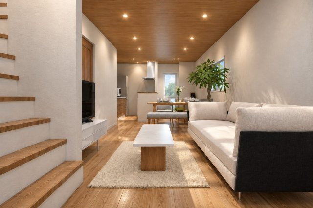 鳴尾町2丁目　建築条件付土地の完成予想図|―LDK17.7帖パース― 新築参考プラン/建物面積97.51ｍ、建物金額2099万円