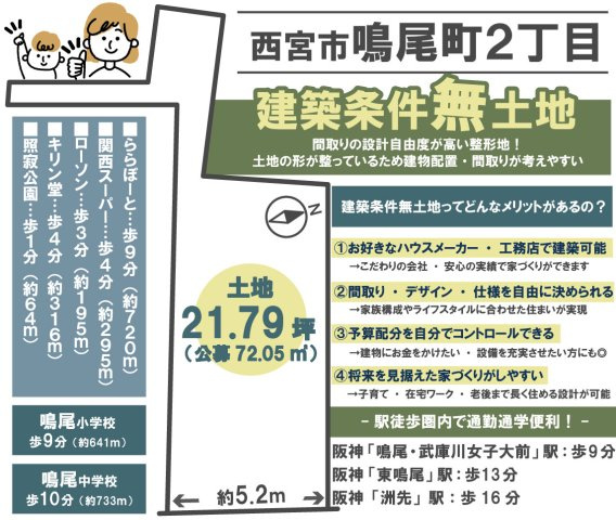 鳴尾町2丁目　建築条件無土地の区画図