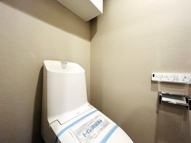 最上階×角部屋でペット飼えちゃう！！田の字間取りではない！！何と言ってもまずマンションエントランスから爆上げ必須！！な、『パークハイム三ツ沢』リノベーションのトイレ|トイレも気になるポイント