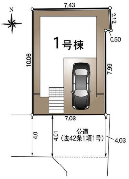 「ガレージハウス」高知市城見町第1　1号棟新築一戸建ての区画図|限定1棟！南向きの好立地！