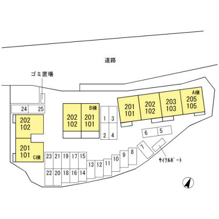 エスポワールB棟の区画図