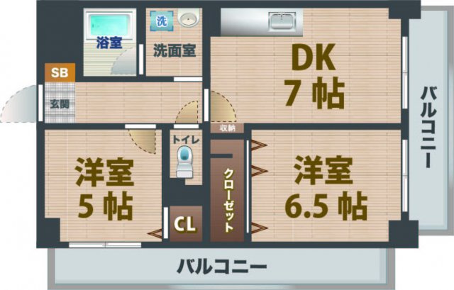 【間取り】 | ルーセント方南 | 2DKのお部屋。