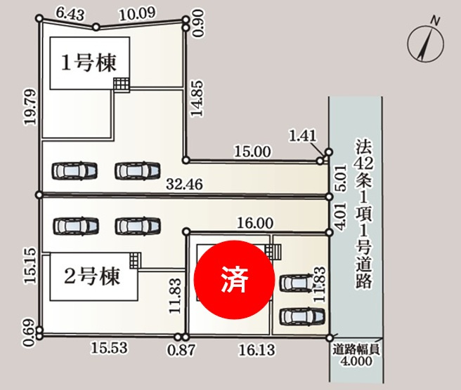 【Cradle Garden】　結城市結城　第４６　全3邸の区画図|全棟配置図