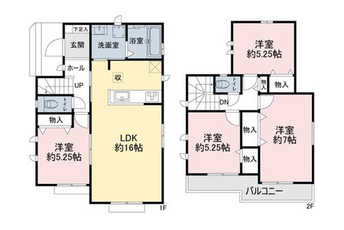 【Heartfull Town】 東大和市仲原２期の間取り|〇 本物件【Ａ号棟】の間取・平面図です〇　敷地面積:155.04㎡　建物面積:92.74㎡
　