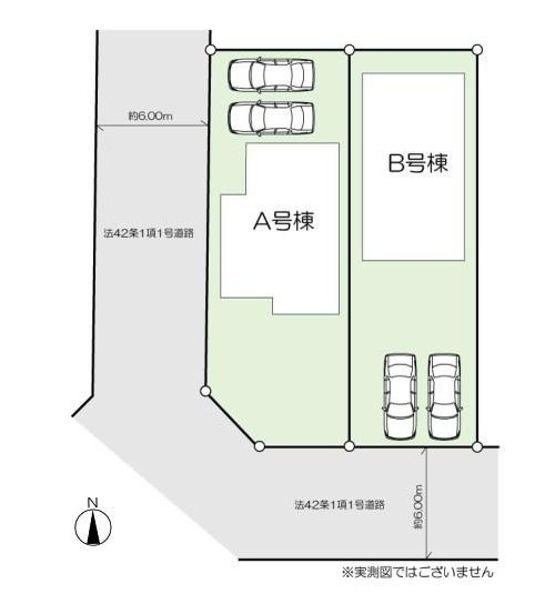 【Heartfull Town】 東大和市仲原２期の区画図|並列２台駐車可能なカースペース（車種によります）。