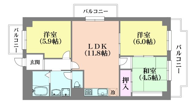 ベルダ鈴蘭台の間取り