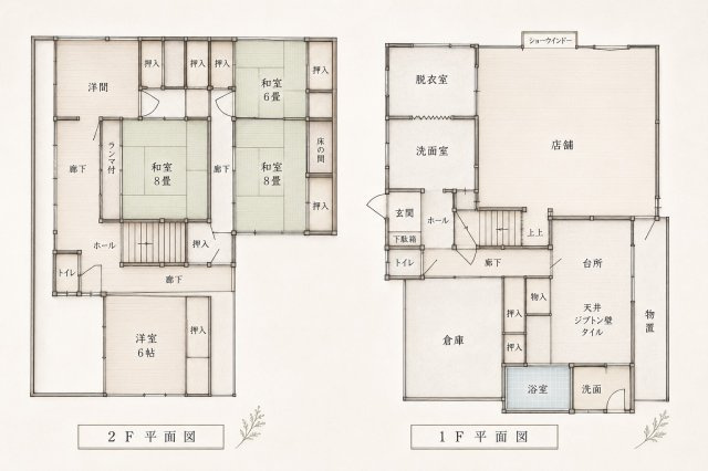 店舗付物件♪新事業にも住宅としても最適♪日光市鬼怒川温泉の間取り