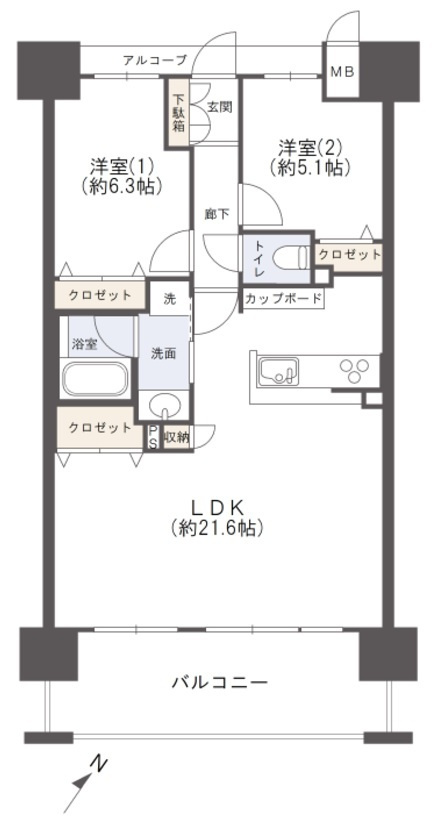アルファステイツ下松市役所前の間取り