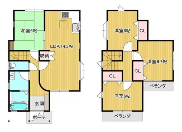 天理市西長柄町　一戸建の間取り