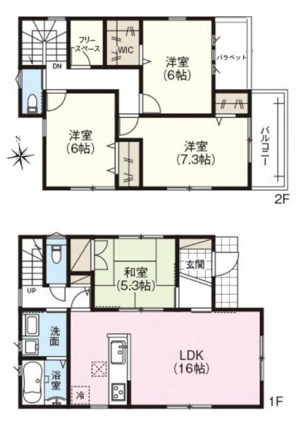 ファーストタウン疋田 ２号棟 ／新築一戸建の間取り