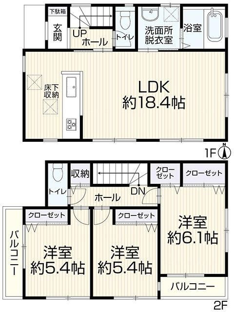 戸建 練馬区西大泉４丁目の間取り| ３LDK収納豊富な間取り設計。二階リビングでプライバシーの守られた中古住宅です。