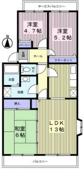 【間取り】 | パレスオオハク　西船橋 | 反転タイプ