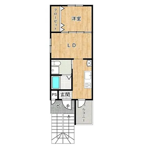 堺市西区　築浅一棟アパート　エルメゾン堺ＩＳＨＩＺＵ　満室稼働中の間取り