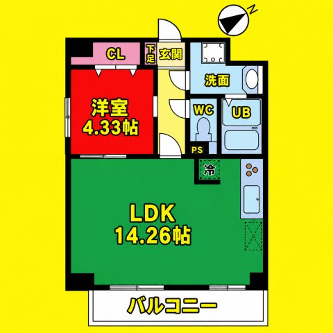ウルフィエスタ徳川　名古屋市賃貸　仲介手数料無料の間取り