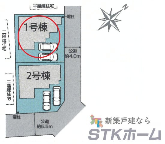 仲介手数料無料　鴻巣市吹上本町2丁目22-10　全２棟の区画図