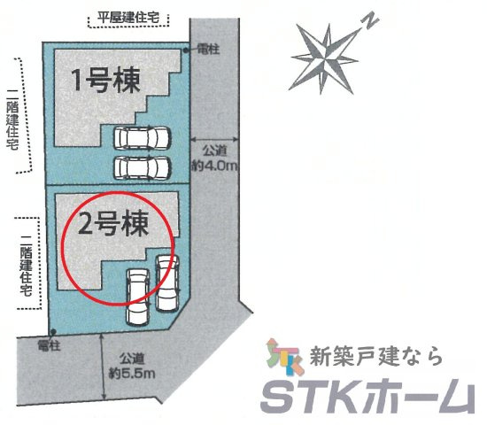 仲介手数料無料　鴻巣市吹上本町2丁目22-10　全２棟の区画図