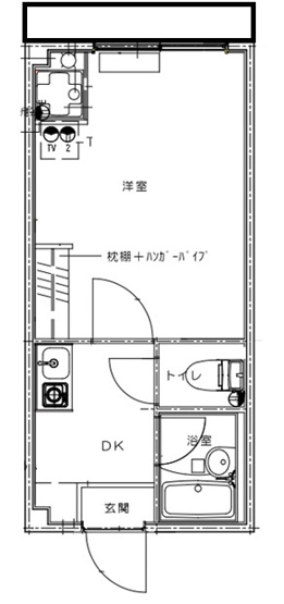 【間取り】 | メゾンアバンテ | １Kタイプ　室内洗濯機置き場