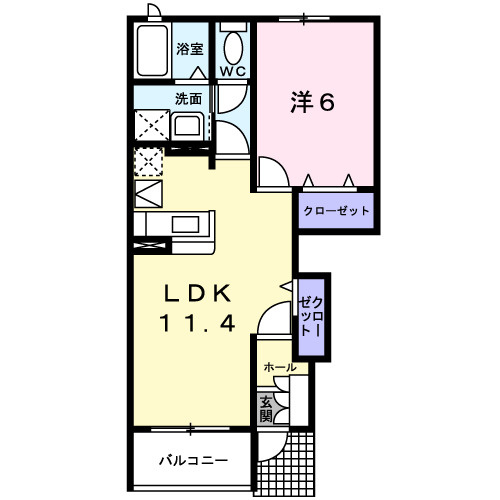 一宮市西五城字杁先南のアパートの間取り|間取図
