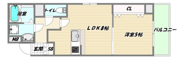 大阪市東淀川区東中島４丁目の賃貸マンションの間取り