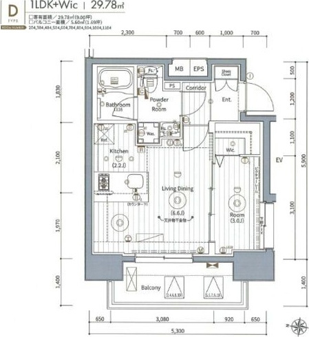 エステムコート名古屋新栄Ⅵ アートテラスの間取り