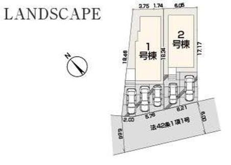 八王子市　楢原町　新築一戸建て　２期の区画図|～南西6ｍ道路に面しています～