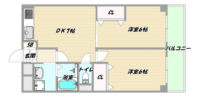 大阪市淀川区西宮原２丁目の賃貸マンションの間取り