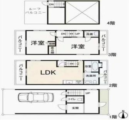 島之内２丁目住宅付き店舗の間取り