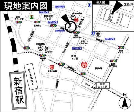 新宿区歌舞伎町１丁目の店舗事務所の地図