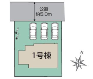 八王子市　北野台　新築一戸建ての区画図|～北側5ｍ道路に面している整形地～