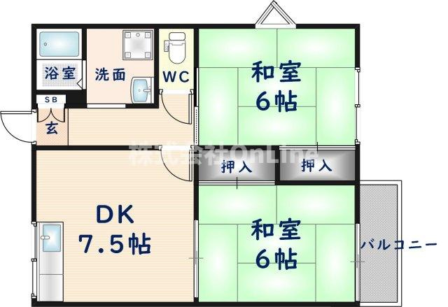 【間取り】 | アイケイハイツ高井田B棟