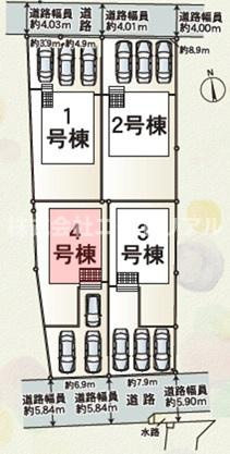 美濃加茂市古井町下古井　第3　新築戸建　全4棟の区画図