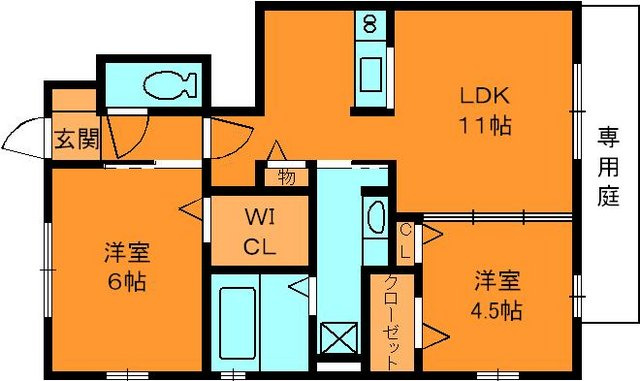 カーサ　フェリーチェＣの間取り