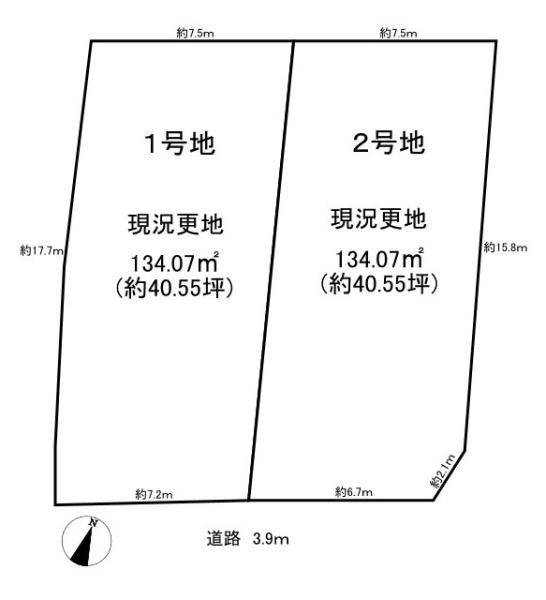 生駒郡斑鳩町龍田北１丁目の売地の土地図|こちらは２号地です！