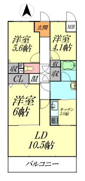 シャルマンコーポ八木東の間取り