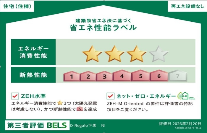D-Regalo下馬Nの省エネ性能ラベル