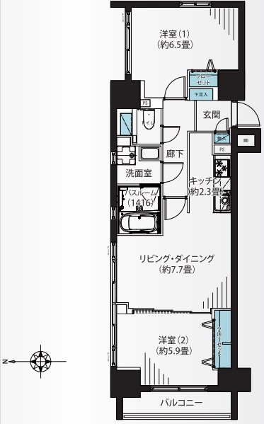 東日本橋デュープレックスポーションの間取り