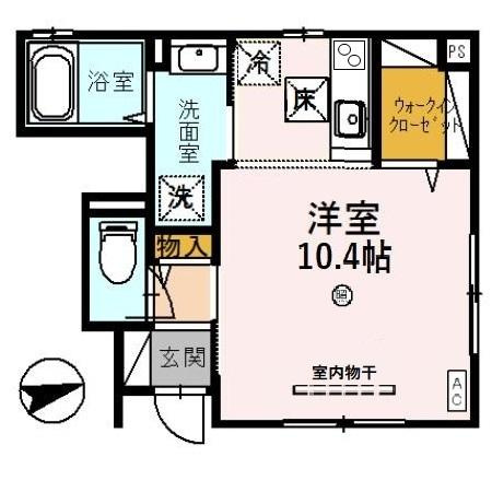D-room　S・花堂南の間取り