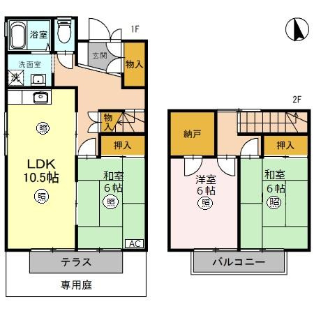 豊岡タウンハウス　D棟の間取り