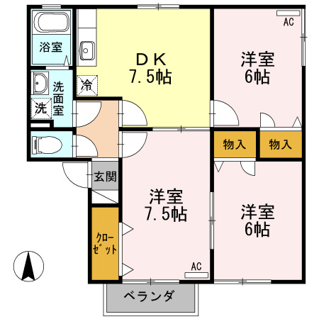 プリエール宮前　B棟の間取り
