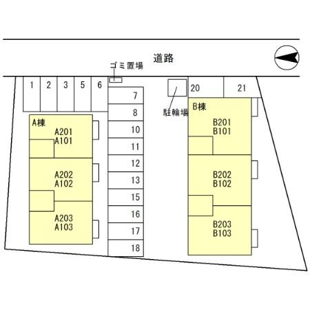 サザンヴィレッジ　B棟の区画図