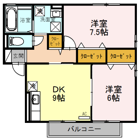 サンビレッジ二の宮　Ｂの間取り