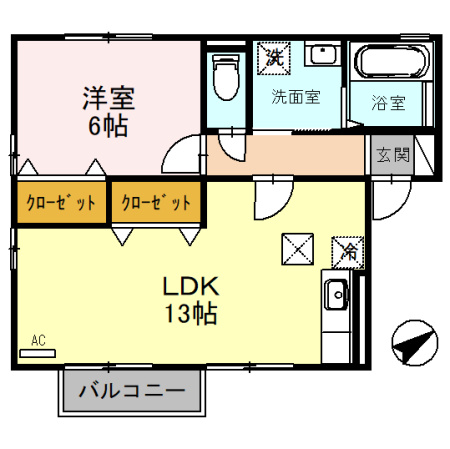 サニーコート杉本　Ｄの間取り