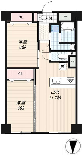エバーグリーン新御堂の間取り