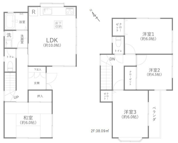 鎌倉市台四丁目　中古戸建の間取り