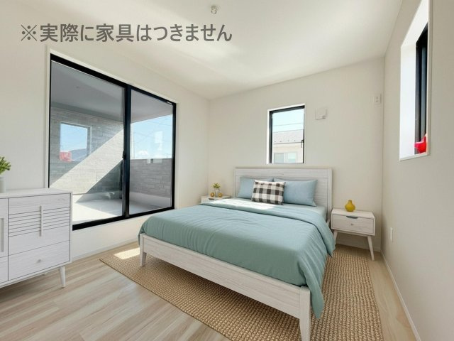 新築戸建・新築建売　郡山市安積町12期　安積第三小・安積第二中の洋室|画像はバーチャルホームステージングの加工による演出で、実際の家具は付きません。
