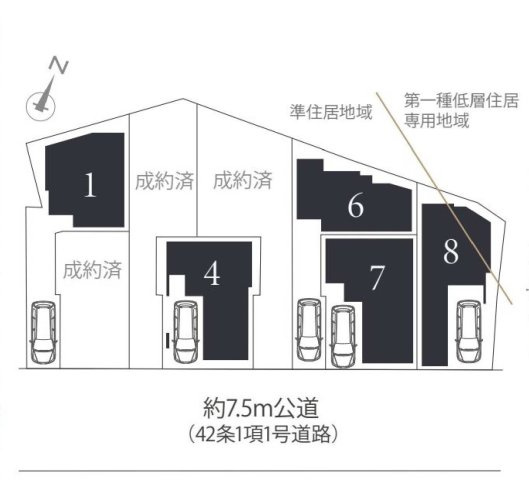 【横浜市中区本牧間門30-39全8棟新築戸建て】★仲介手数料無料★の区画図