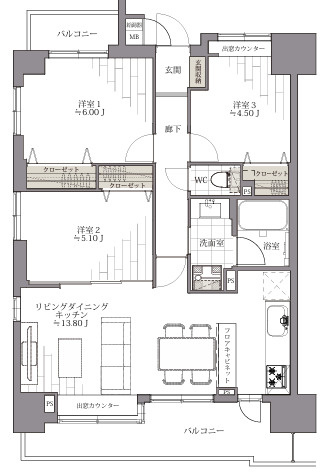 ルイシャトレ門前仲町の間取り