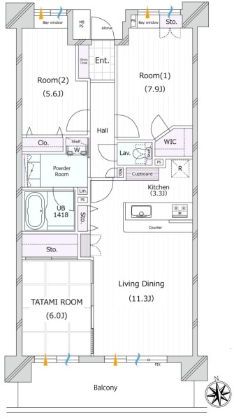ライオンズマンション川越シティ　中古マンション　2階の間取り